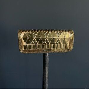 BCBG Max Azria Gold Beaded Metal Clutch | Art Deco Evening Statement Bag